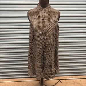 Rag & Bone NY Black White Polka Dot Silk Blend‎ Sleeveless Button Down Top S